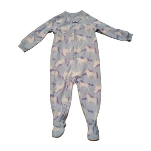 Carter's Light Blue And Purple Unicorn 1-Piece Footie Pajama Sleeper Toddler 2T
